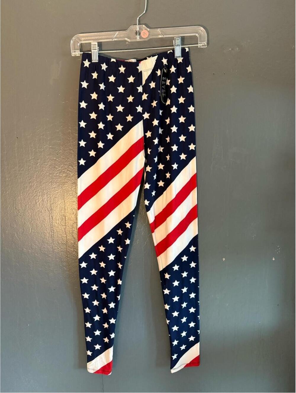 Eevee Women's One Size Patriotic Star Stripe Ankle Leggings